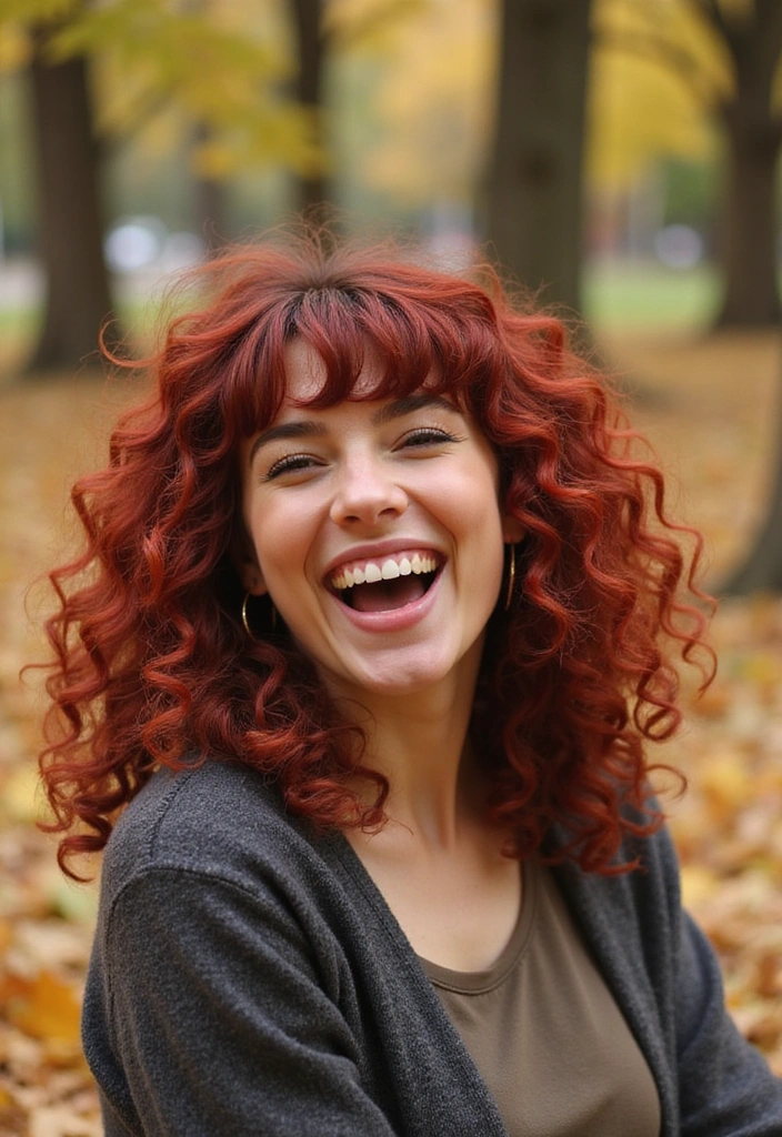 21 Gorgeous Layered Haircuts with Bangs That Will Transform Your Look Instantly! - 15. Playful Layers with Curly Bangs