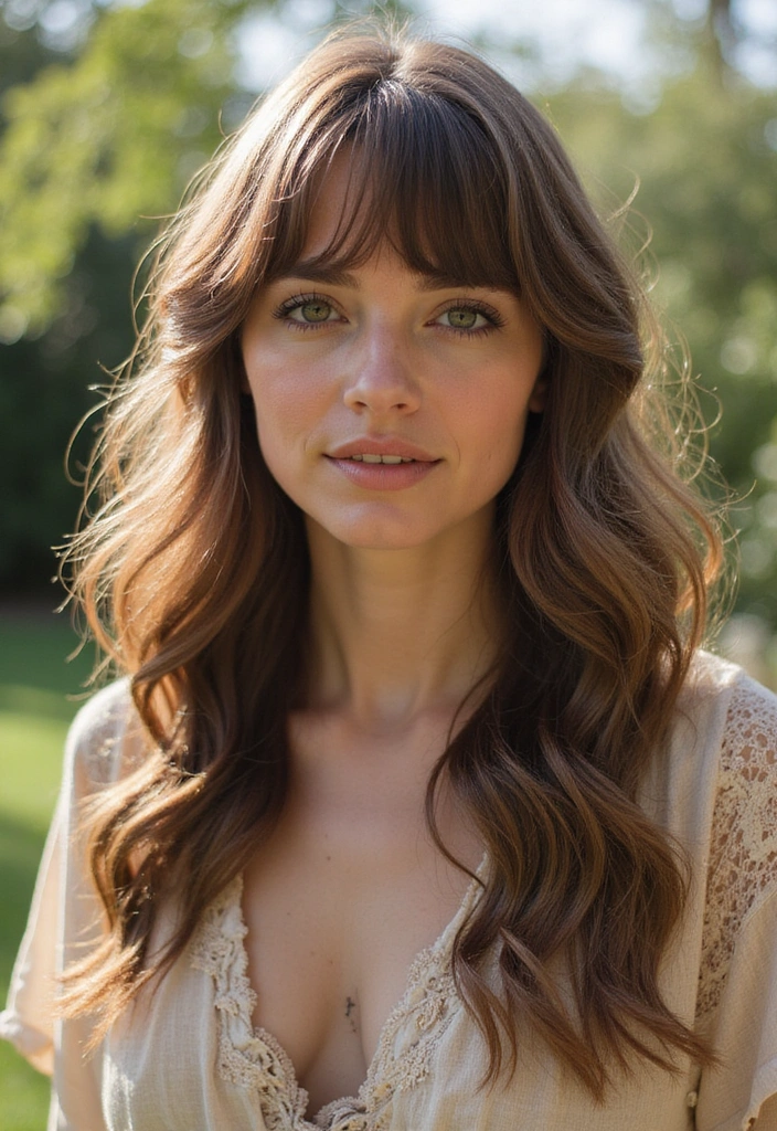 21 Gorgeous Layered Haircuts with Bangs That Will Transform Your Look Instantly! - 1. The Classic Long Layers with Curtain Bangs