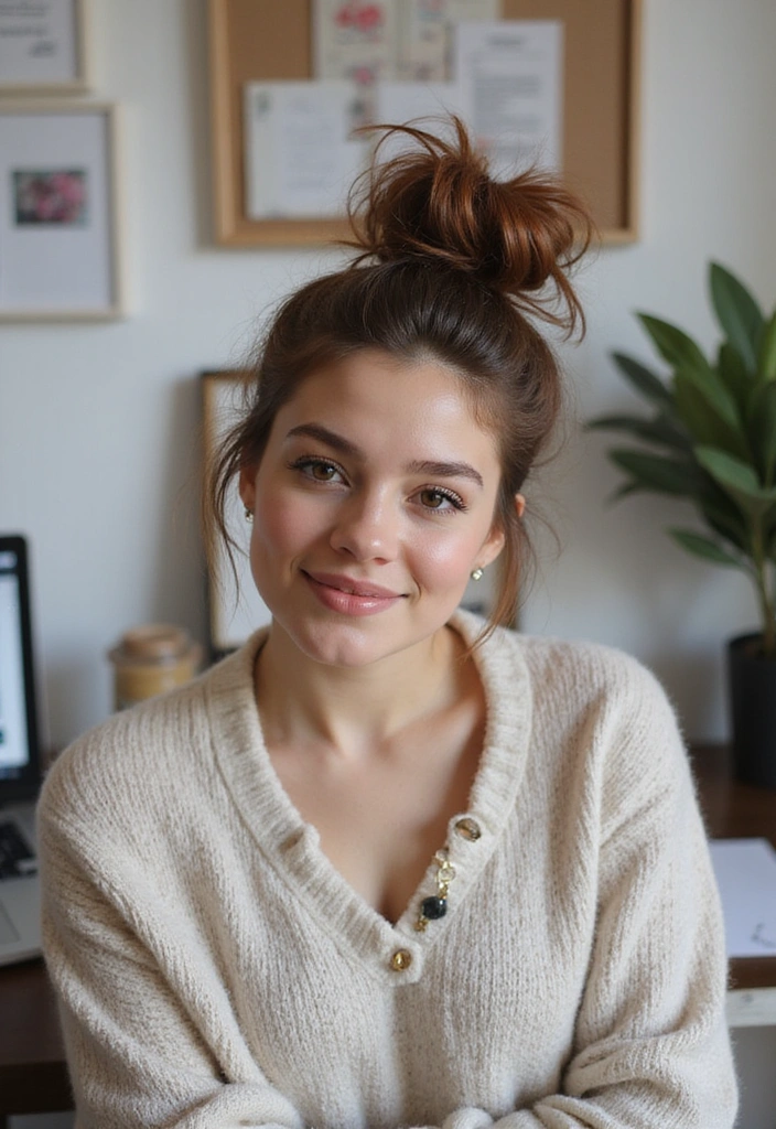 21 Effortless Work Hairstyles to Slay Your 9-to-5 Look (You’ll Love #13!) - 3. Messy Bun