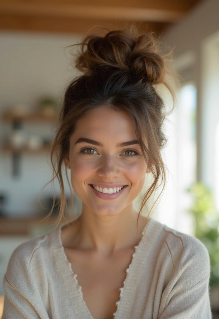 21 Mom Haircuts That'll Make You Look Fabulous in Just Minutes (You Won't Believe #5!) - 5. The Messy Bun Surprise!