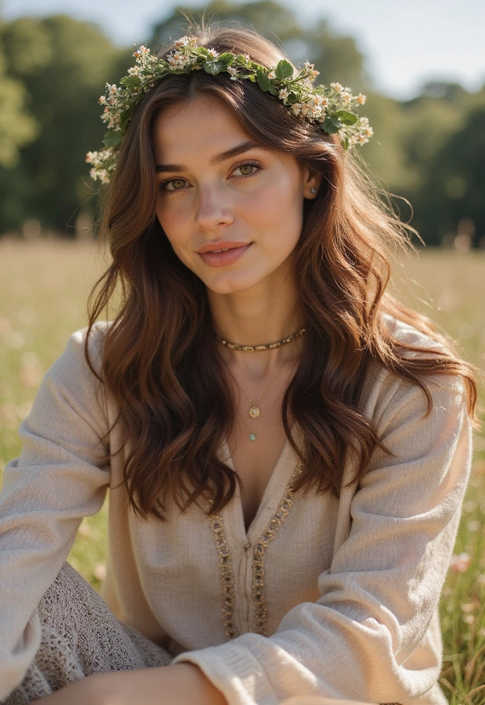 21 Jaw-Dropping Brown Hair Styles for Every Occasion (You’ll Love #15!) - 6. Bohemian Half-Up Style