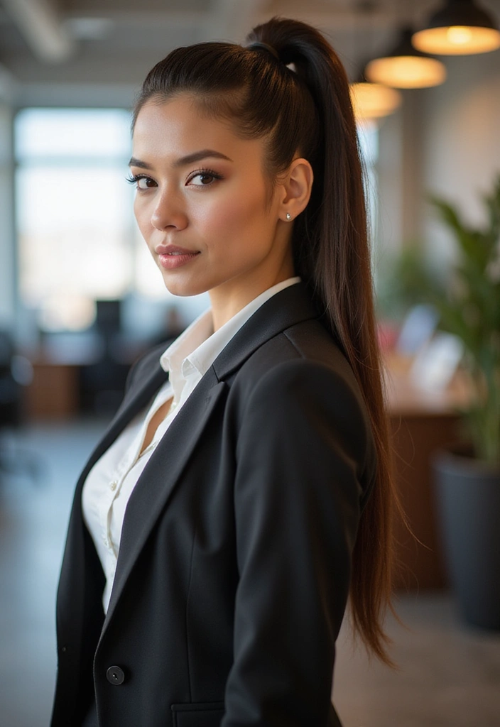 21 Stunning Work Hairstyles for Long Hair to Elevate Your Office Game! - 1. Sleek High Ponytail