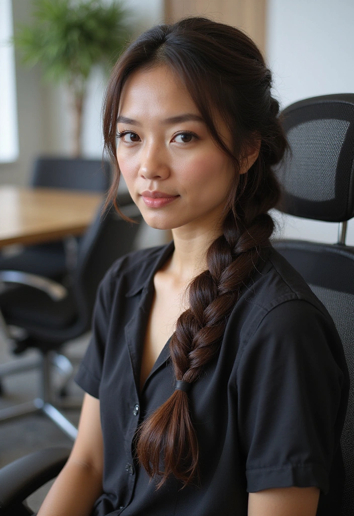 21 Stunning Work Hairstyles for Long Hair to Elevate Your Office Game! - 6. Fishtail Braid