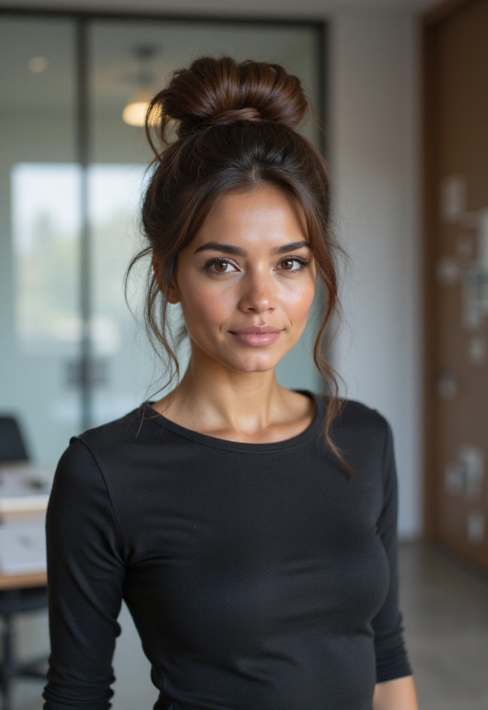 21 Stunning Work Hairstyles for Long Hair to Elevate Your Office Game! - 18. Knotted Ponytail