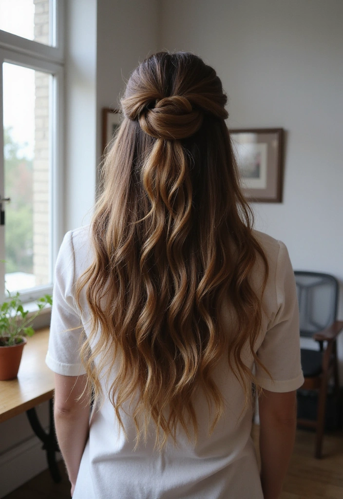 21 Stunning Work Hairstyles for Long Hair to Elevate Your Office Game! - 5. Half-Up, Half-Down Twist