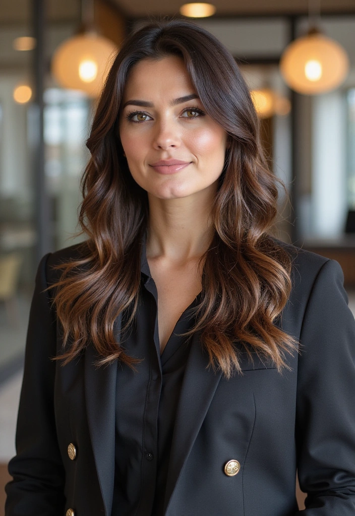 21 Stunning Work Hairstyles for Long Hair to Elevate Your Office Game! - 20. Glossy Long Layers