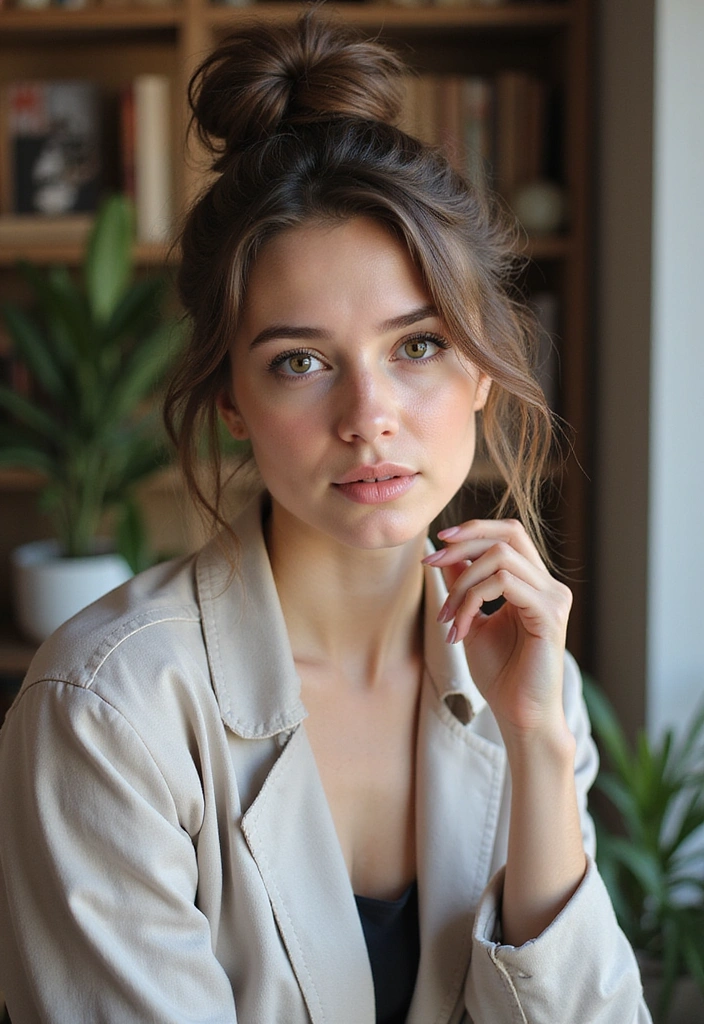 21 Stunning Work Hairstyles for Long Hair to Elevate Your Office Game! - 11. Messy Bun with Wispy Strands