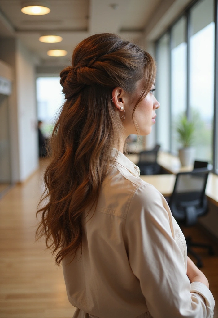 21 Cute Work Hairstyles That'll Have Your Coworkers Asking for Your Secret! - 15. Twisted Half Updo