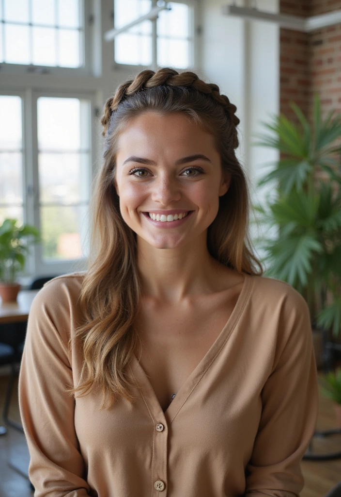 21 Trendy and Cute Hairstyles for Work You Can Do in Minutes! - 3. Braided Crown