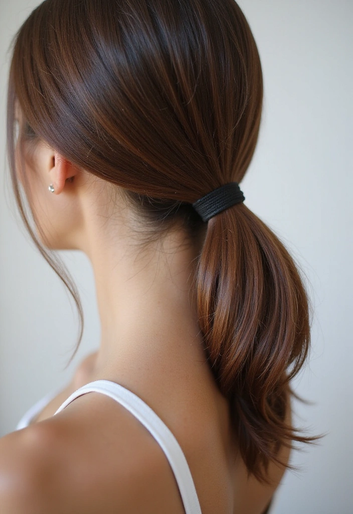 21 Work Hairstyles for Medium Hair That Will Get You Noticed! - 6. Smooth Low Ponytail