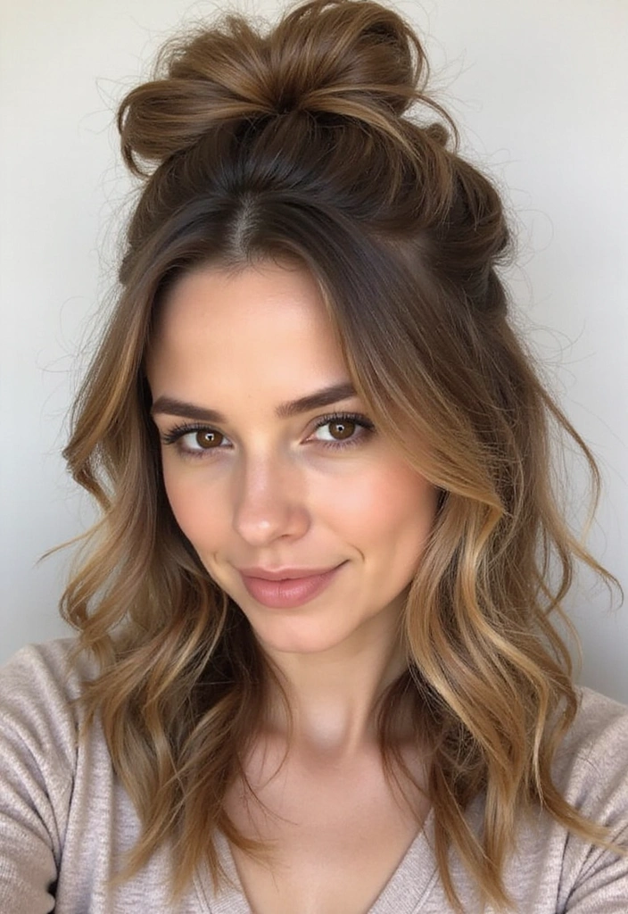 21 Work Hairstyles for Medium Hair That Will Get You Noticed! - 2. Half-Up, Half-Down Twist